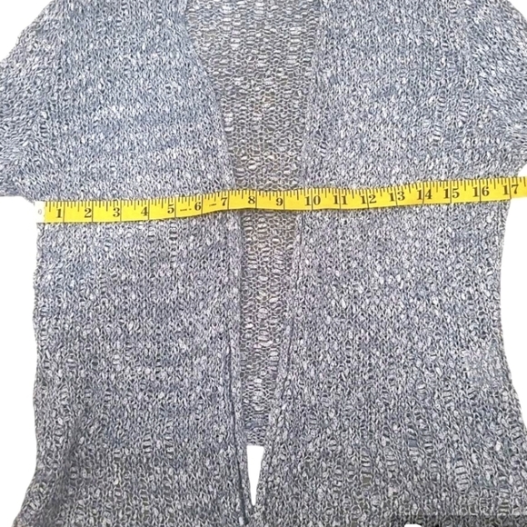 Eileen Fisher Gray-Blue Open Front Knit Cardigan Heart on Sleeve Size XS - Picture 6 of 11